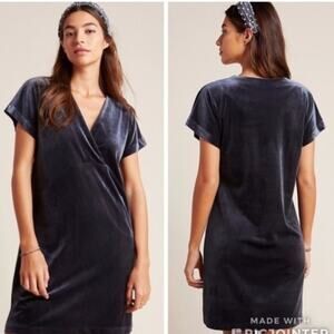 NWT Anthropologie Sunday in Brooklyn Blue Velvet Mini Dress - Size XS